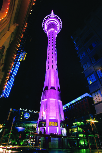 Sky Tower lit up for Breast Cancer Action Month